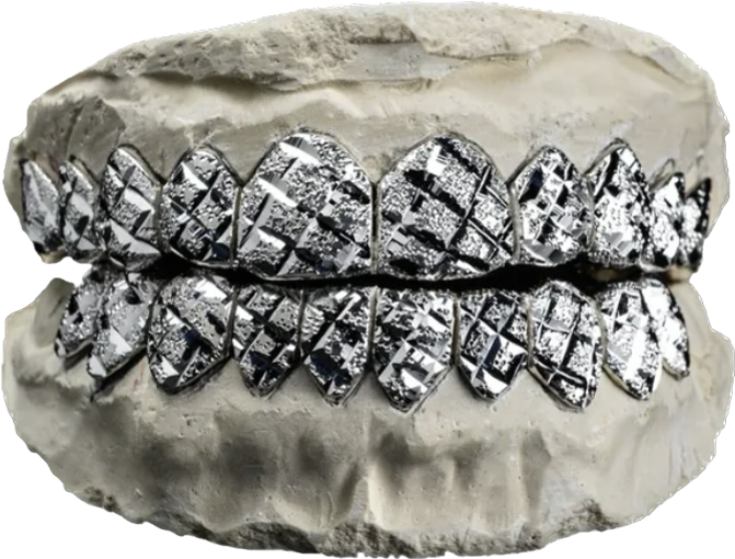 Solid .925 Sterling Silver Diamond Cut with Diamond Dust Grillz FREE PERM CUT