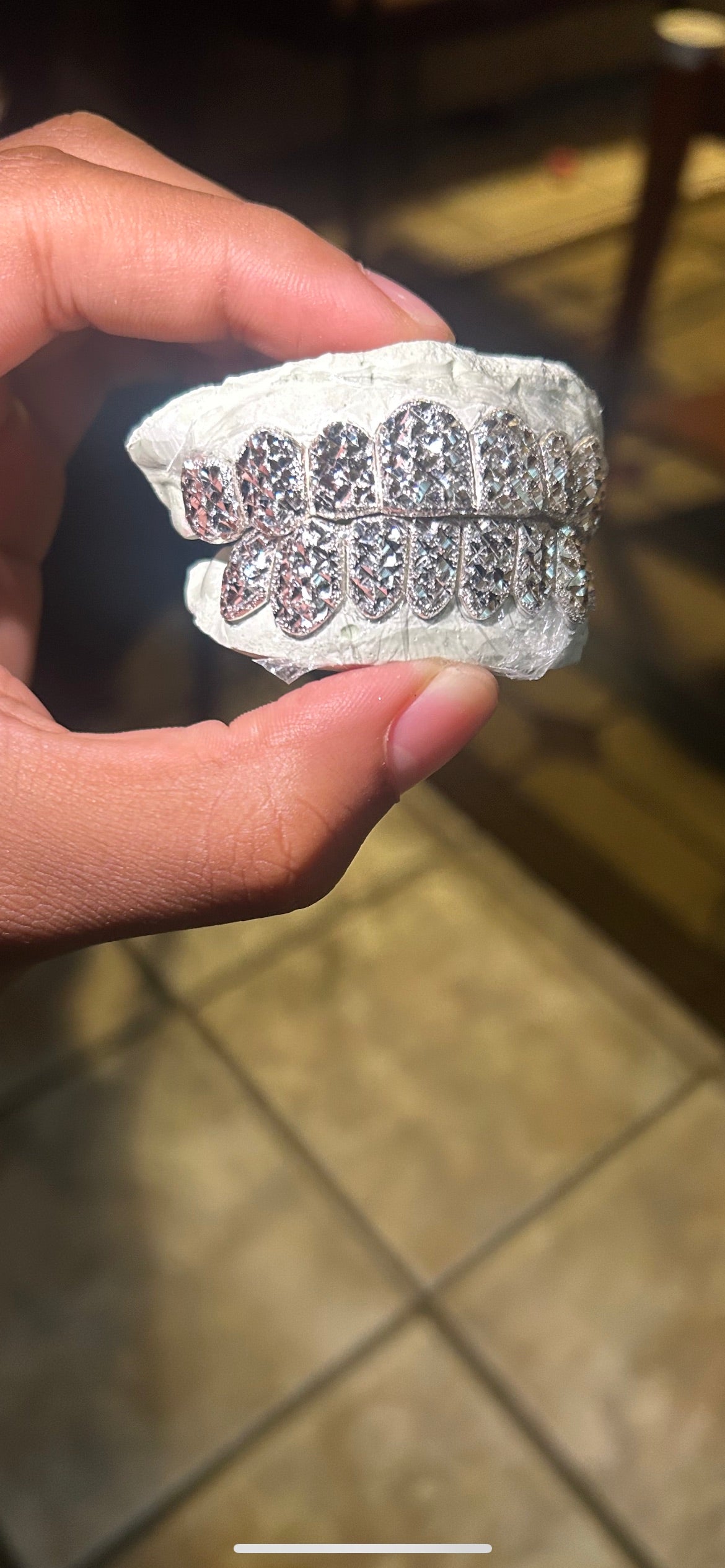 Solid .925 Sterling Silver Mirror Cut with Diamond Dust Grillz FREE PERM CUT