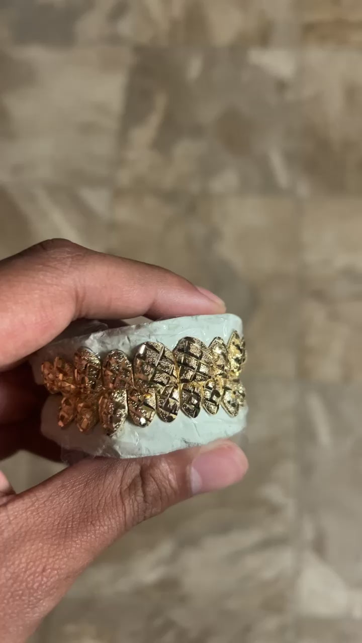 Solid .925 Sterling Silver Mirror Cut with Diamond Dust Grillz 10K Gold Plated FREE PERM CUT